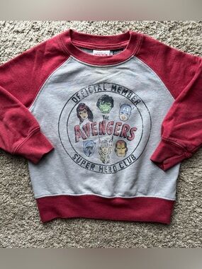 Marvel Avengers Toddler Fleece Sweatshirt Size 2T Gray Red Raglan